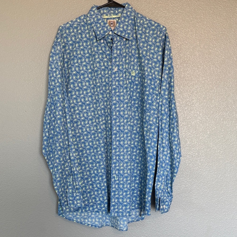 Cinch Blue and White Paisley Men's Dress Shirt